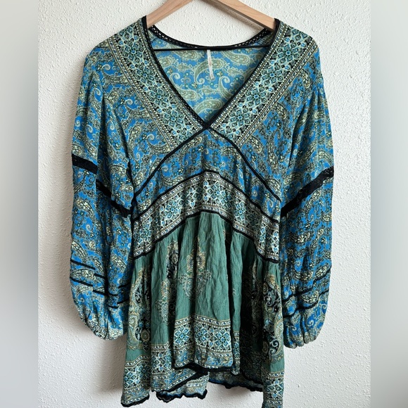 Free People Luna Floral Paisley Tunic Dress Shirt Size Small - Picture 3 of 7